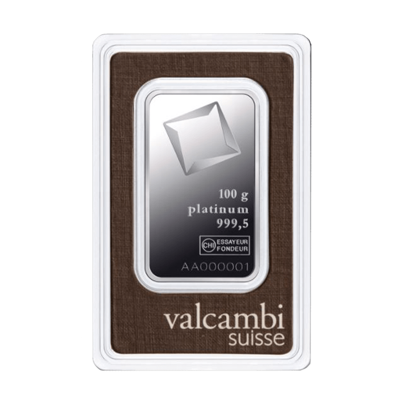 Image for 100 gram Valcambi Suisse Platinum Bar from TD Precious Metals